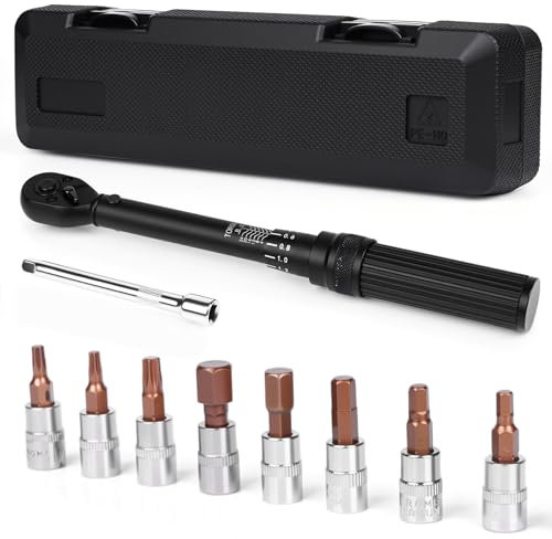 SternSinn Drehmomentschlüssel Set, 2-24 NM, 1/4 Zoll, 11-teilig mit Verlängerungsstange und Stecknüssen für Fahrrad und Motorrad