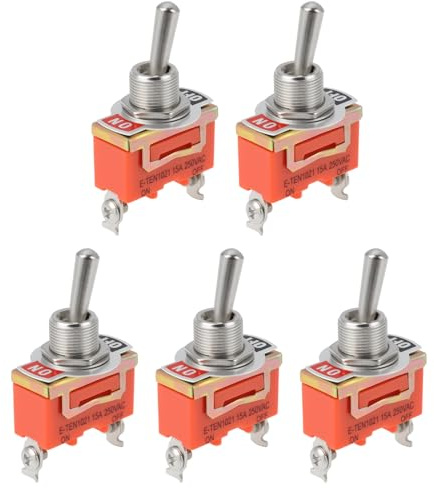 OTOTEC 5 x 2-polige Kippschalter 15A / 250VAC E-TEN1021 für Auto Boot Camping Hobby Orange