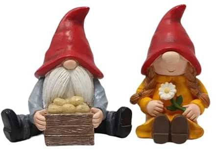 2 Pcs Personalised Garden Gnomes with Custom Text, 12cm High, for Couple