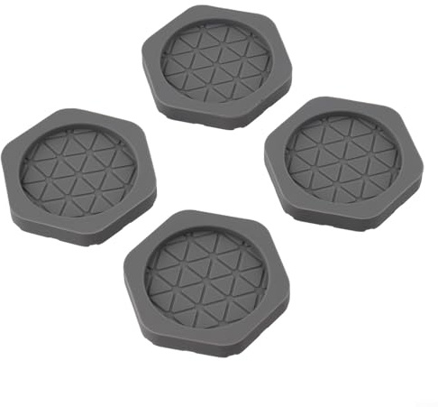 Pumixiy Lot de 4 tapis de sol pour machine à laver – Coussinets anti-vibrations en silicone, absorbant les chocs et antidérapants, réduisent le bruit et les mouvements, pour lave-linge et (gris)