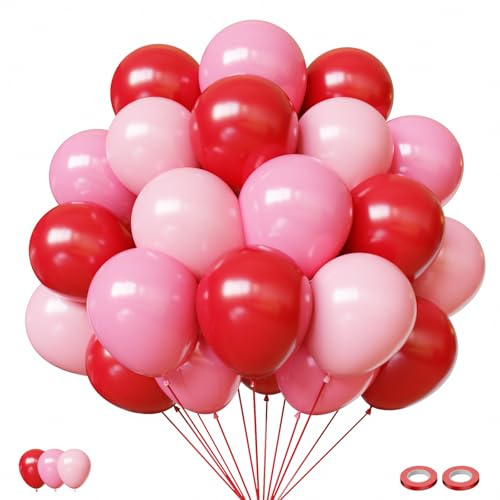 Luftballons Rot Rosa Pink 50 Stück 12 zoll Luftballons Valentinstag Latex Ballons für Frauen Prinzessin Geburtstag Hochzeit Verlobung Polterabend Party Deko