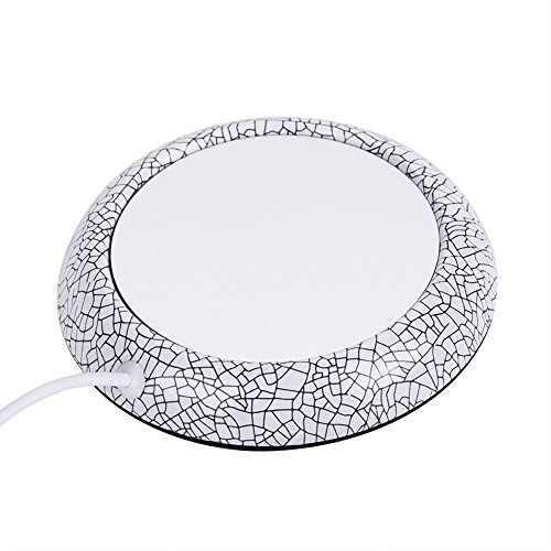 Aumotop USB-Tassenwärmer mit Holzmaserung, Langlebige Heizmatte für Büro und Zuhause, 80 ℃ Hält Kaffee und Tee Warm, 5-V-USB-Anschluss für Tassenmatte, Tassenwärmer Im Büro Zuhause (Weißes