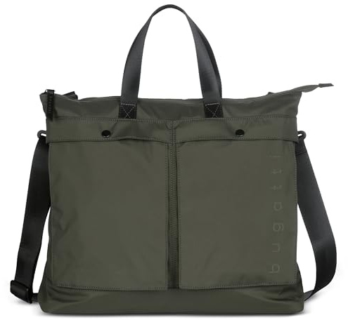 bugatti Legere Shopper für Herren, leichte Schultertasche aus Rip-Stop-Polyester in olive
