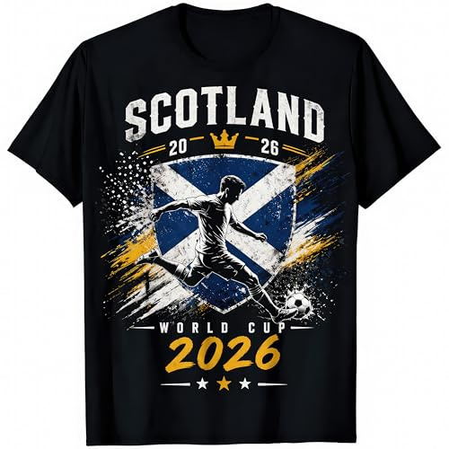 Scotland 2026 World Cup Shirt – Scottish Football Fan Graphic Tee Kids Womens Mens T Shirt Medium Black