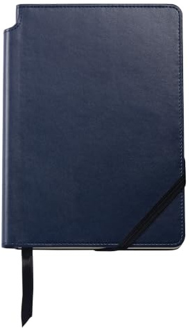 CROSS Medium Premium Ruled Journal - Midnight Blue (16 x 21cm) | Daily Journal for Effortless Note Organization, Elastic Closure, Interior Storage Pocket, Leatherette Cover, Lined