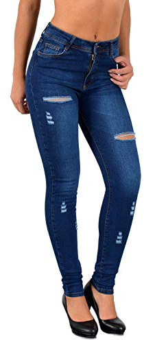 ESRA Damen Jeans Jeanshose Damen Skinny High Waist Hochbund Hose bis Übergröße S300