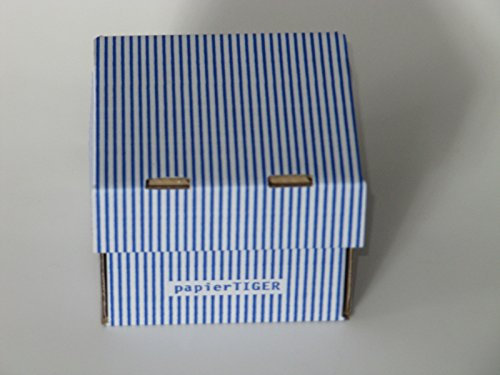 10 Papiertiger Karteikästen A8 Karton Streifendesign blauweiß faltbar passend für bis zu 300 Karteikarten