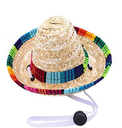 Lustiger Hund Sombrero Hut, Verstellbare Chihuahua Cosplay Cap, mexikanisches Party-Kostüm, Kleidung Dekoration für Haustier Hunde Geburtstag Weihnachten und Halloween