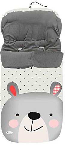 Interbaby Universal Fußsack Kinderwagen Winter | Weiche, Warme, Wintersack Kinderwagen | Abnehmbare fußsack, Doppelte Öffnung, Leicht zu Waschen, Antiallergene Materialien, Bärengesicht