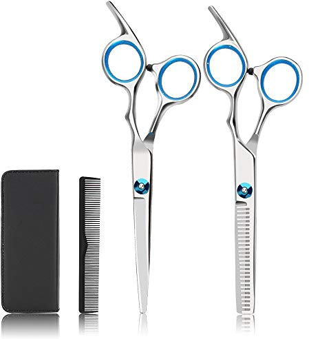 Haarschere Set Friseurschere 2 Scharfe Effilierscheren Perfekter Haarschnitt Rostfrei Mit 1 Kamm Edelstahl Für Damen Und Herren Blau