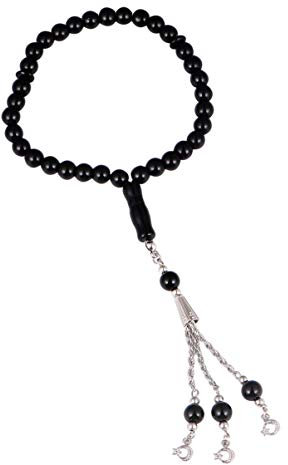 EXCEART Muslim Gebetsperlen 33 Perlen Islam Gebetsperlen Glasperlen Islamische Pilgerfahrt Perlenkette Gebetskette Muslimisches Armband Frauen Männer Familien Freunde Geschenk Schwarz