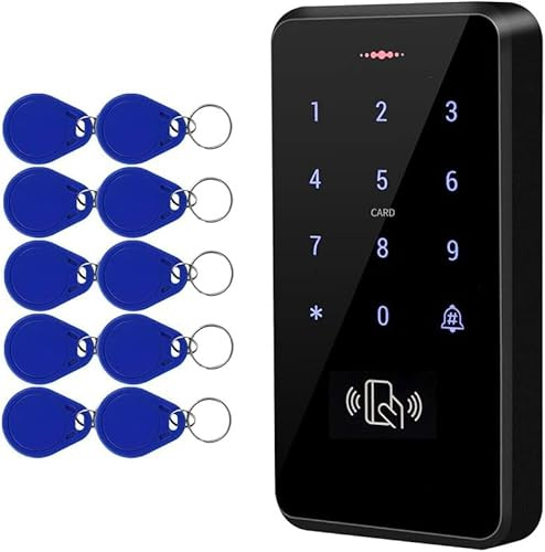 FTes RFKits DC12V RFID Controllo Accessi Porta Impermeabile IP68 Supporto Wiegand 26/34 3000 Utenti+10 Portachiavi Blu(IC 13.56MHz)