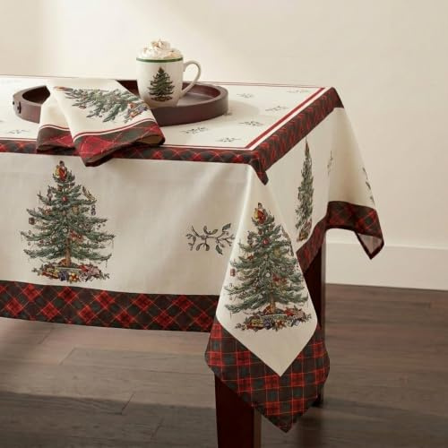 Avanti Linens Spode - Fabric Tablecloth, Holiday Home Decor Christmas Tree Tartan, 60 x 120