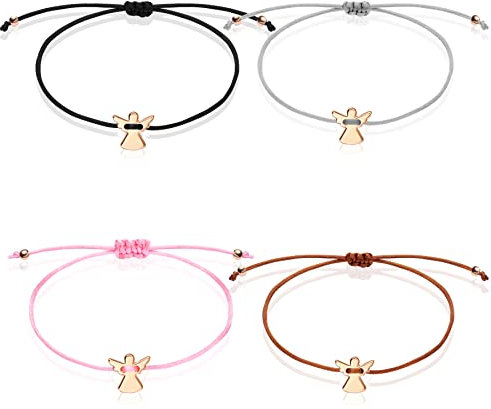 4 Stück Freundschaftsarmband Handmade,Filigranes Armbänder Einstellbar,Armband Damen,Enverstellbar Glücksbringer Armband Set Modeschmuck,Pärchen Armband für Liebhaber Valentinstag,Weihnachtsgeschenke