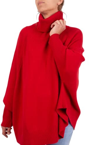 Poncho mixto de cachemira, kimono con cuello para mujer, fabricado en Italia, doble hilo de manga larga, lana merino, cachemira, capa de talla única, regalo ropa de invierno