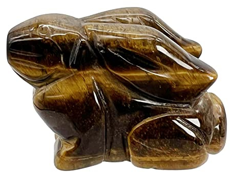Neyisaa Handgeschnitzter Stein sitzender Hase Statue, Heilkristall Hase Tierfiguren Skulptur Taschensteine Heimdekoration Ostertag Geschenk 5 Zoll Tigerauge Stein
