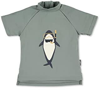 Sterntaler Badeshirt Kurzarm Hai Print - UV-Schutz 50+ Schwimmshirt mit Stehkragen - Jungen UV Shirt mit unterlegtem Reißverschluss hinten - Baby Badebekleidung