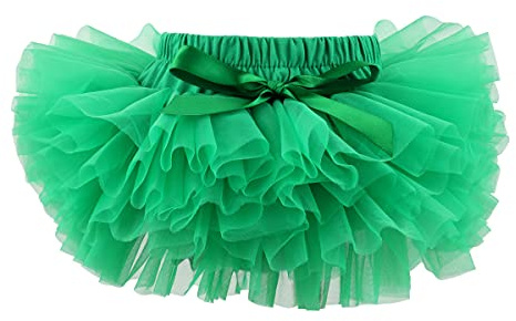 HOOLCHEAN Infant Toddler Baby Girls Super Soft Fluffy Tutu Skirt with Diaper Cover Bloomer Green, 0-6 Months