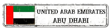 Willkommensschild der Vereinigten Arabischen Emirate, Abu Dhabi Stadtstraßenschild, Retro-Flagge der Vereinigten Arabischen Emirate, Aluminiumschild, Hauptstadt, Vintage-Metallschild, Wanddekoration,