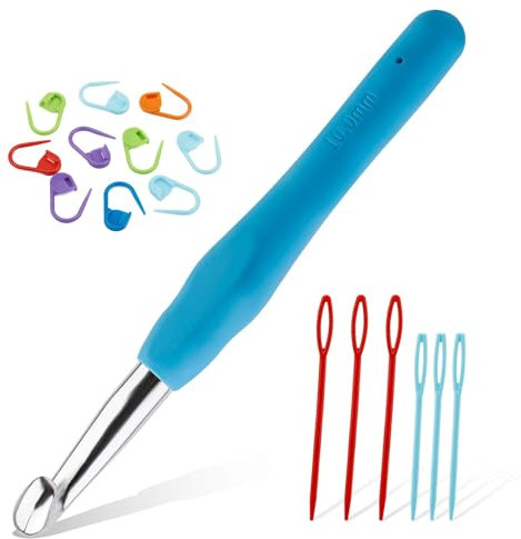 ENCHOL 10 mm Crochet Hook, Soft Handle Aluminum Crochet Hook, Ergonomic Knitting Crochet Needle for Beginners Handmade DIY Knitting Crochet
