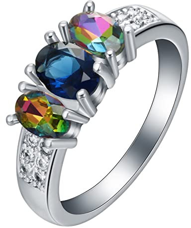 Ring Schmuck Egirl, Ring für Frauen Silber mit Ovalem Zirkonia Ringe für Partyreisen Größe 57 (18.1)