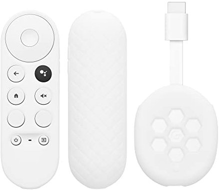 kwmobile Funda Compatible con Google Chromecast 2020 4K (Not for New-Generation) - Set de 2X Case Protector de Silicona para Mando a Distancia Blanco/Blanco