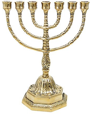 NKlaus 2X 7-Armiger Leuchter Menorah Messing 23cm Handarbeit Kerzenständer 40143
