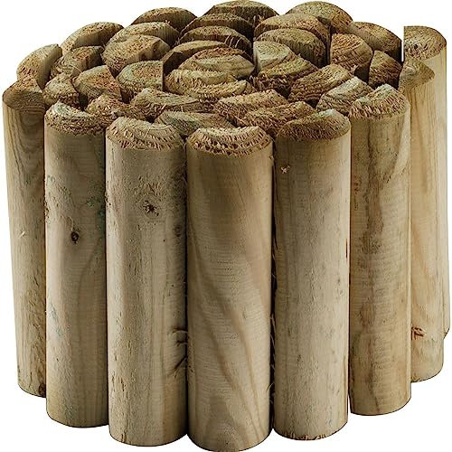 La zappa Bordure pour parterres de fleurs en bois Lasa de pin naturel pour clôtures jardin et terrasse (Medium)