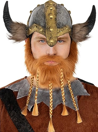 Funidelia | Wikinger Bart für Herren Nordisch, Walküre, Barbaren, Vikings - Zubehör für Erwachsene, Zubehör für Kostüm - Braun