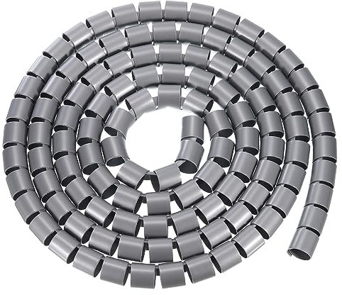 sourcing map Spiral Tube Wrap Cable Management Sleeve 2.5M 28mm PE Grey Polyethylene Spiral Wire Wrap Cord Cover for Computer Wire Power Cable