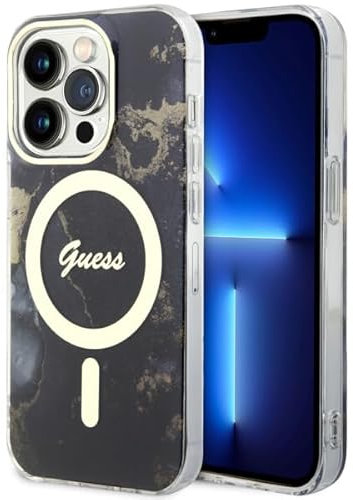 GUESS GUHMP14XHTMRSK Apple iPhone 13 Pro Max Black Hard Case Golden Marble Magsafe