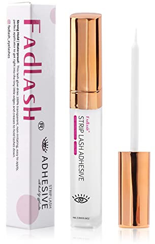 FADLASH Colle à Cils Transparente Pour Les Cils Colle à Cils Super Forte Pour Les Yeux Sensibles Colle à Cils Imperméable Colle à Cils Blanche Sans Latex Adhésif Pour Les Cils 5.5ml