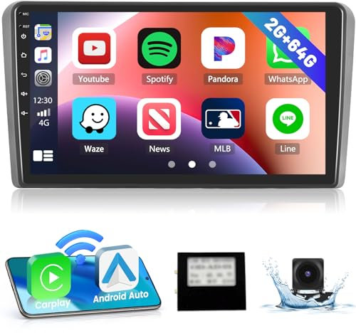 Hikity 2G+64G für Audi A3 2008 209 2010 2011 2012 9 Android 13 Autoradio mit Wireless CaePlay Android Auto, Touchscreen Car Radio mit Navi WiFi SWC MIC Rückfahrkamera