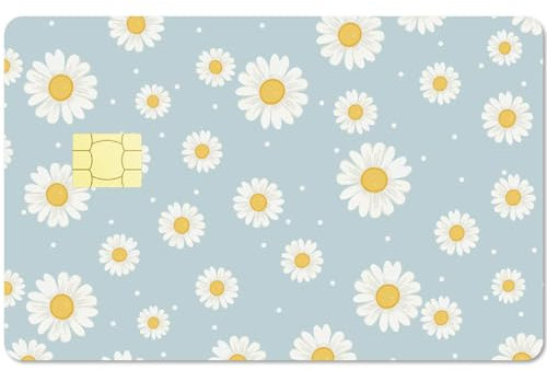 CREATCABIN April Daisy Karten-Skin-Aufkleber,Debit-Kreditkarten-Skins,Die Bankkarten-Schutzaufkleber Abdecken,Wasserdicht,Kratzfest,Keine Blasen,Schlank Für EBT-Transport,Schlüsselkarte,186x137mm