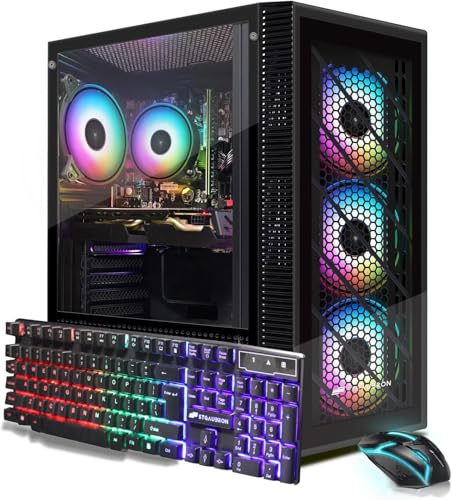 STGAubron PC para juegos, Radeon RX 580 16G GDDR5, Intel Core i5-9400F hasta 4.1GHz, 16G DDR4, 1T SSD, 600M WiFi, BT 5.0, RGB Fan x 4, Windows 11 Home