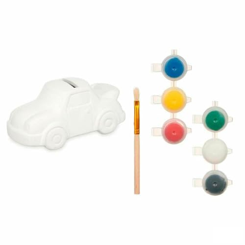 Spardose zum Bemalen, Weiß, 14,5 x 7,2 x 9,4 cm, Auto, 12 Stück