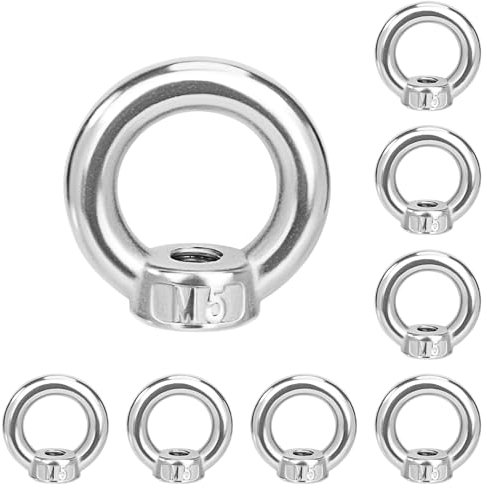 QIMEI-SHOP Ringmutter M5 Ösenmutter 304 Edelstahl Ringmuttern Augenmutter Hardware Ringösen Ringförmige for Befestigen Hängende 8 Stück