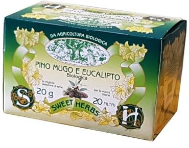 Sweet Herbs® | Tisana Pino Mugo Eucalipto Timo Menta | Infuso Biologico Calmante e Rinfrescante - 20 Filtri in Singole Bustine (20 Gr)