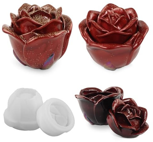 Yalulu Rose Epoxidharz Formen Schmuckbox, Vorratsdosen Gießharz Resin Forme, Resin DIY Schmuck Gießformen für Harz Box Silikonform Epoxidharz