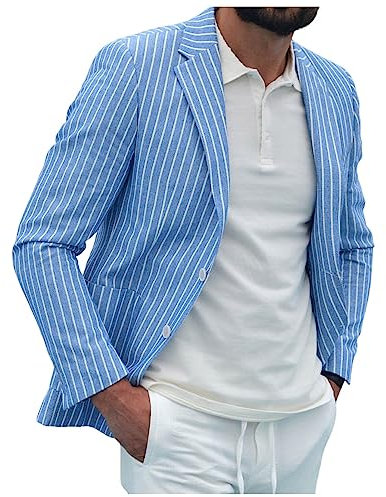 Herren Sakko Sportlich Slim Fit Gestreifte Anzugjacke Mode Party Revers Blazer Freizeit Jacket