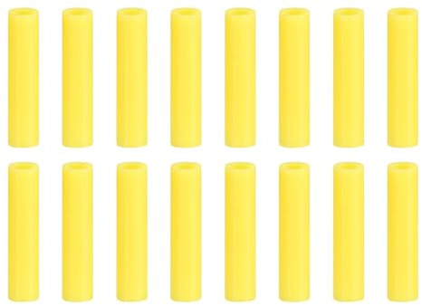 sourcing map 16pcs Silicone Straw Tips, Metal Straw Covers, Soft Reusable Straws Tips Fit for 8mm/0.31 OD Stainless Steel Straws (Yellow, 42mm Long