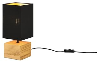 lightling Tischlampe Walter, mit Schnurschalter, IP20 Indoor, exkl. 1 x E14 max. 40W, Höhe 30 cm, Breite 12 cm, Naturholz, schwarz-gold