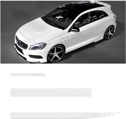 OKIIO Auto Aufkleber Vinyl Racing Streifen Aufkleber für Audi A3 (2012-2020), Auto Racing Karosserie Seite Streifen Aufkleber Rock Dach Haube Stoßstange Dekoration Zubehör,A-White