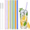 8 Pièces Paille en Verre Réutilisables, Pailles en Verre Multicolores, Paille Bubble Tea avec 2 Brosses de Nettoyage, Pailles Droites pour Bubble Thé Cocktails Smoothies