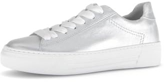 Gabor Damen Low-Top Sneaker, Frauen Halbschuhe,Moderate Mehrweite (G),Freizeitschuhe,Turnschuhe,Laufschuhe,schnürschuhe,Silber,43 EU / 9 UK