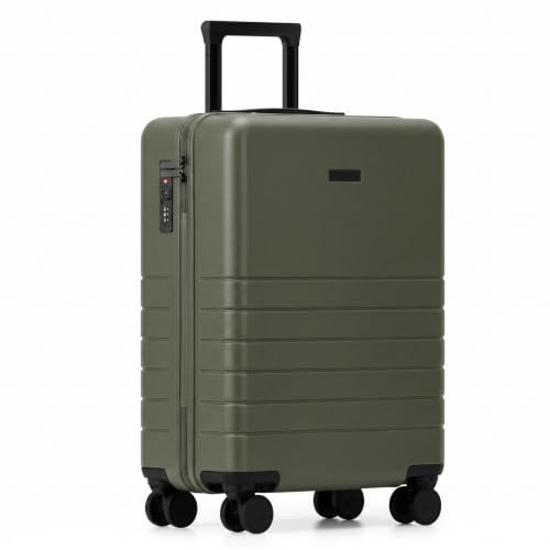 FEYNSINN Handgepäck-Koffer Hartschale Ryker echtes Polycarbonat Bordgepäck Rollkoffer 55x40x20 cm Kabinen-Trolley TSA-Schloß 4 Rollen Olive