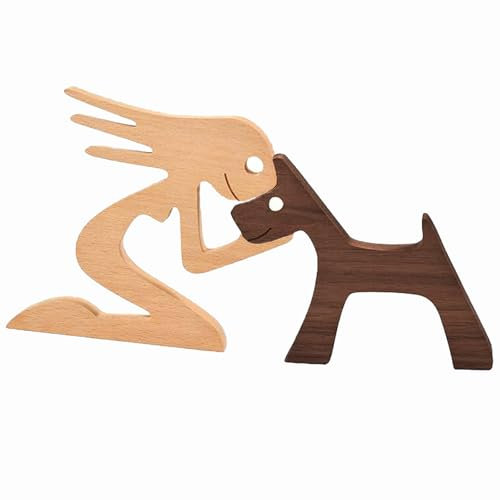 Hoshisea Hund Holzschnitzerei, Welpe Holzskulptur, Welpe Holz Schnitzerei, Geeignet als Schreibtischdekoration, Bürodekoration, Geschenk für Hundeliebhaber