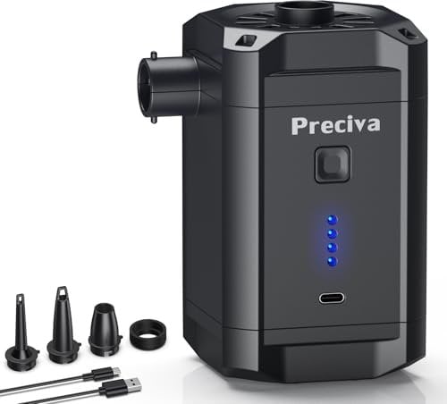 Preciva Pompa Gonfiabile a Batteria ad alta capacità 5200mAh | Pompe elettriche gonfiabili/estrattore portatili | Materassi Gonfiabili Rapidi, Materassi da Campeggio, Piscine Gonfiabili