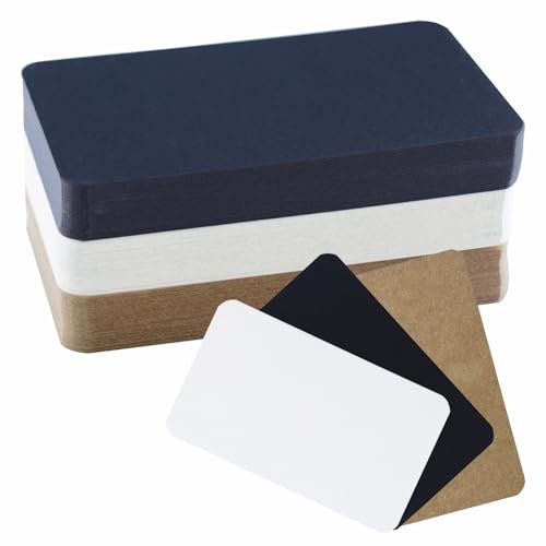 180 Stück Blanko Kraftpapier Karten, 9 x 5,2 cm Karteikarten, Schwarz/Weiß/Braun Visitenkarten Papier, für DIY, Schule, Büro und Vokabellernen
