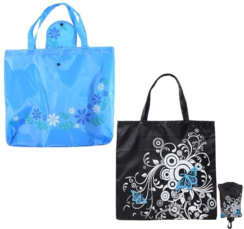 VPB 2 Stück Einkaufstasche Faltbar,Wiederverwendbare Einkaufstaschen,Ragbare Leichte Kapazität Einkaufsbeutel,Umweltfreundlich Tasche für den täglichen Einkauf Loading